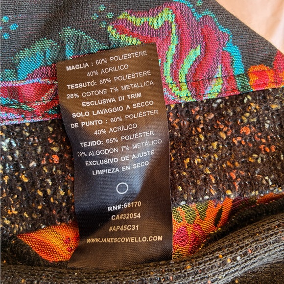 James Coviello Anthropologie Floral Brocade Spliced Sweater Size Large - Picture 7 of 7